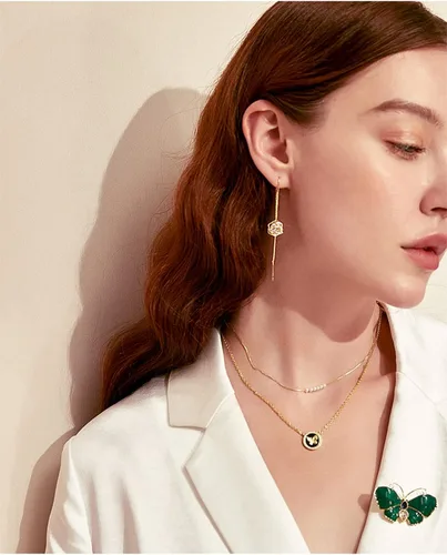 Miniatura 6 de Aretes colgantes de oro de 14 quilates para mujer, con borlas, de cadena larga, para dama de honor