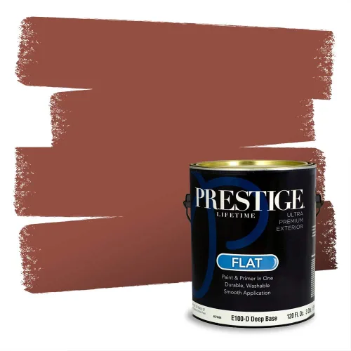 Miniatura 465 de Prestige Paints Pintura exterior e imprimación en uno, 1 galón, plano, coincidencia comparable de Valspar* Amber Rose*