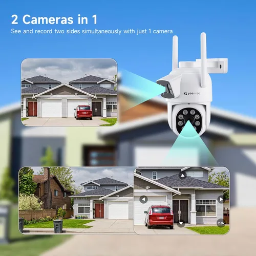 Miniatura 2 de YEEWISE Sistema de cámara de seguridad inalámbrica Wi-Fi 6 2K con monitor de 12 pulgadas, cámaras de seguridad WiFi de doble lente con inclinación
