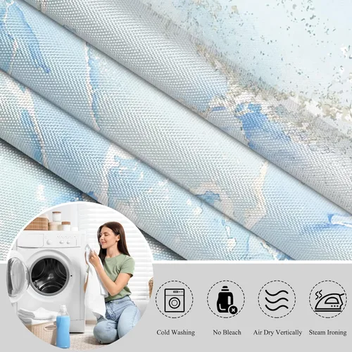 Miniatura 3 de Cortina de ducha abstracta de mármol negro gris y dorado con grietas, cortina de baño moderna ombre impresa, cortina impermeable y lavable de tela