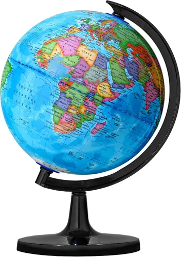 GOCHANGE Globo político de 8 pulgadas con superficie impermeable HD, globo para escribir y borrar y colores brillantes para estimular el interés de
