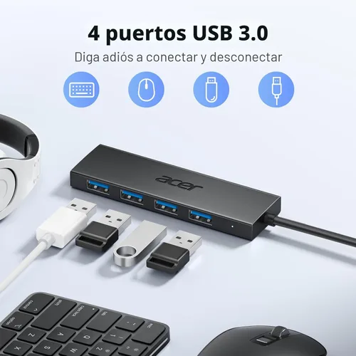 Miniatura 2 de Acer - Hub USB de 4 puertos, hub múltiple USB 3.0, divisor USB A para portátil con puerto de alimentación USB C, extensor USB para portátil