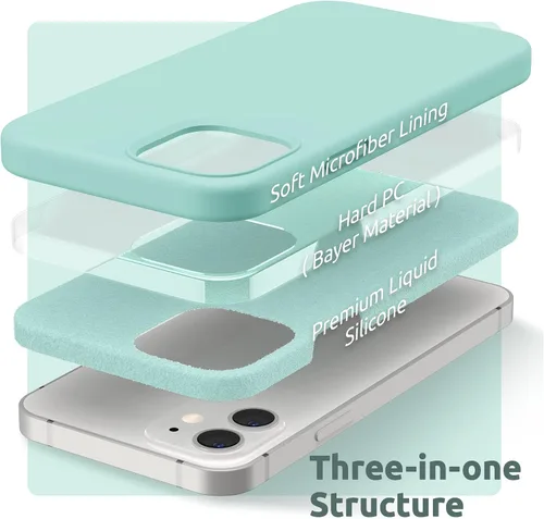 Miniatura 4 de SURPHY Diseñada para iPhone 12 y iPhone 12 Pro de 6.1 pulgadas, funda gruesa de silicona líquida (con forro de microfibra) para iPhone 12 y 12 Pro