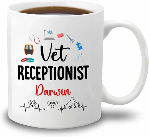 Miniatura 13 de Taza de café de recepcionista personalizada, regalos para agradecimiento, taza blanca de recepcionista, taza de viaje para recepcionistas, taza