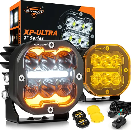 Miniatura 19 de Auxbeam Color Play Series - Luces LED Pod DRL Ámbar de 3" 100W Combo Spot Flood de Doble Color Señal de Giro Lámpara de Conducción Antiniebla Cubo