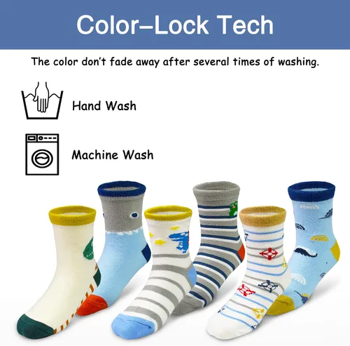 Miniatura 5 de SkiBeaut Calcetines antideslizantes para niños y niñas de 1 a 7 años, 12 pares de calcetines para niños y niñas