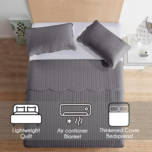 Miniatura 2 de MOONLIGHT20015 Paquete de 8 Colchas Tamaño King para Cama (106" x 96") - Venta al Por Mayor para Hoteles, Dormitorios de Huéspedes y Airbnbs - Gris