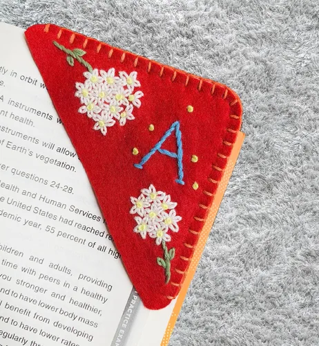 Miniatura 34 de Marcapáginas de esquina bordadas a mano personalizadas, Marcadores para mujeres, Marcador personalizado para los amantes de los libros, lindo Verde
