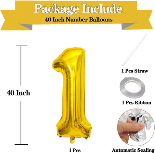 Miniatura 2 de Globo dorado grande de 40 pulgadas con letras del alfabeto de Mylar de aluminio de helio, globos de número grande para cumpleaños, aniversario