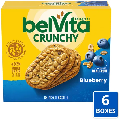 Miniatura 4 de belVita Barras de desayuno galletas, arándanos, 30 paquetes en total, 6 cajas (4 galletas por paquete)