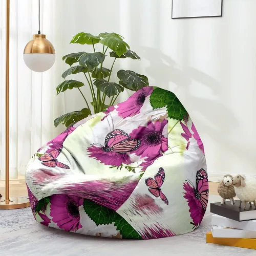 Miniatura 13 de Lukery Puf para adultos (sin relleno), funda de puf de mariposa 3D, puf de almacenamiento de animales de peluche para niños, cómodos puf para sofá