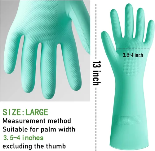 Miniatura 6 de Guantes de cocina de limpieza de goma, 3 pares de guantes coloridos para platos, guantes de goma reutilizables para lavar platos