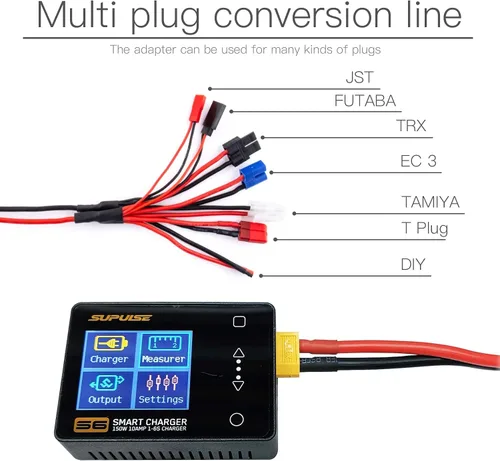 Miniatura 5 de SUPULSE Lipo - Cargador de batería inteligente de 150 W/10 A para 1-6S LiPo/LiHv/Lion/Life, 1-16S NiMH, 1-12S Pb Baterías RC Cargador de equilibrio