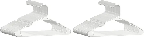 Miniatura 10 de Perchas de plástico, paquete de 20, perchas duraderas que ahorran espacio para uso diario y artículos esenciales para el dormitorio, color negro