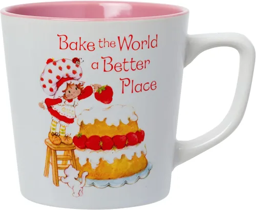 Silver Buffalo Strawberry Shortcake Bake the World a Better Place - Taza ancha de cerámica con leche, 17 onzas