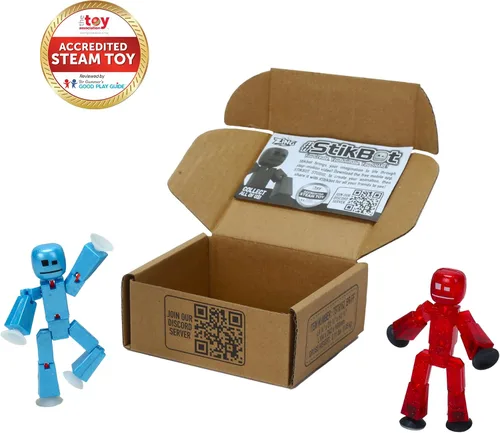 Miniatura 6 de Zing StikBot - Paquete doble de StarFrost Blue & Comet Red – 2 figuras de acción coleccionables posables, juguete de animación con ventosa
