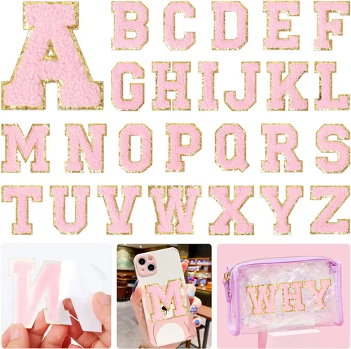Miniatura 10 de KINGSOW Parches de letras autoadhesivas blancas: Parche bordado con apliques de letras universitarias de chenilla