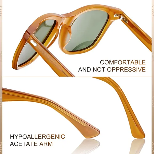 Miniatura 9 de CARFIA Lentes de sol polarizados cuadrados para hombre, protección UV400, acetato retro, hechos a mano, hechos a mano