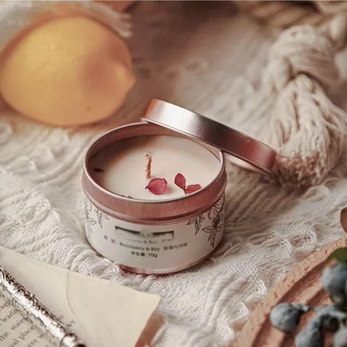 Miniatura 7 de Latas de velas de oro rosa de 8 onzas, 12 latas de velas para bricolaje grandes latas de contenedores de velas para hacer velas, latas de cantainer