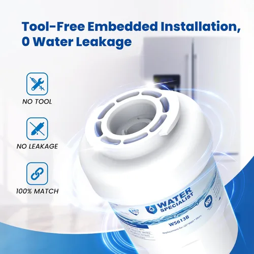 Miniatura 5 de Waterspecialist WS613B Reemplazo para GE® MWF®, SmartWater® MWFP, MWFA, GWF, HDX FMG-1, WFC1201, GSE25GSHECSS, PC75009, RWF1060 Filtro de agua