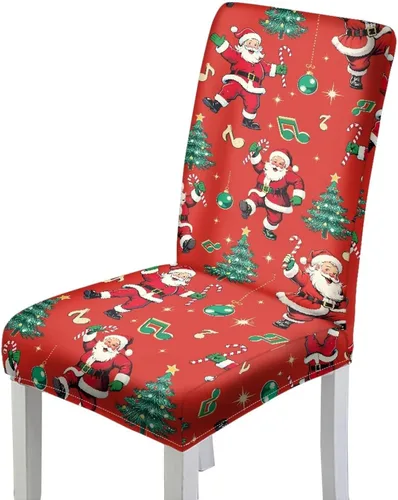 Miniatura 21 de HUGS IDEA Christmas Lights Seat Covers for Dining Room Chairs Set of 6 Xmas Stretch Chair Slipcovers Protector Removable and Washable Kitchen Dining