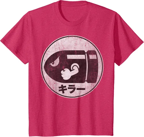 Miniatura 55 de Super Mario Camiseta con logotipo de Bullet Bill Distressed en Kanji