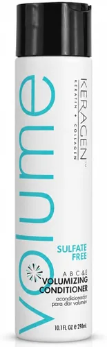 KERAGEN Acondicionador voluminizador, sin alcohol, sin sulfatos y sin parabenos para cabello fino, queratina, pantenol, aceite de jojoba y