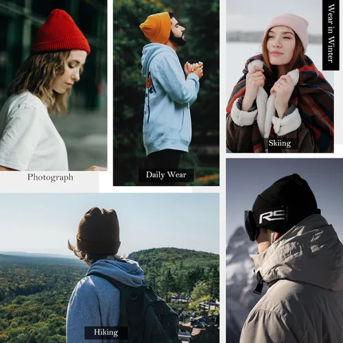 Miniatura 7 de Century Star Gorros de punto con forro de satén para mujer, con forro de seda, gorro de invierno con puños, para esquiar