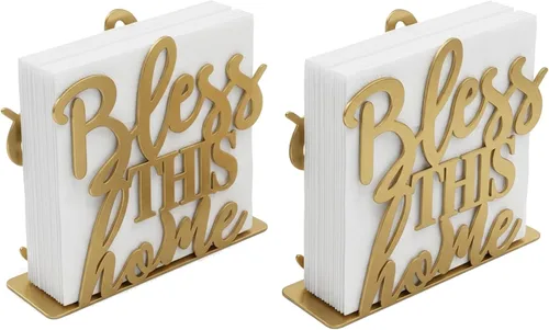 Miniatura 11 de 2Pack Bless This Home Napkin Holder for Table, Modern Metal Black Napkin Holders for Kitchen Dining Tables & Countertops, Paper Cocktail Napkins