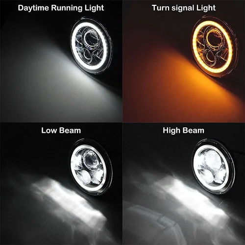 Miniatura 2 de Compatible con Mazda Miata MX5 MX-5 1990-1997 H6024 Pareja de luces de faro Halo Ojo de Ángel Blanco DRL Luz de giro Ámbar con haz alto y bajo