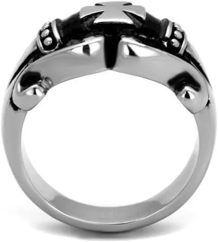 Miniatura 3 de Anillo Color Plata Para Hombres y Ninos de Acero Inoxidable Cruz de Biker Estilo Harley 9