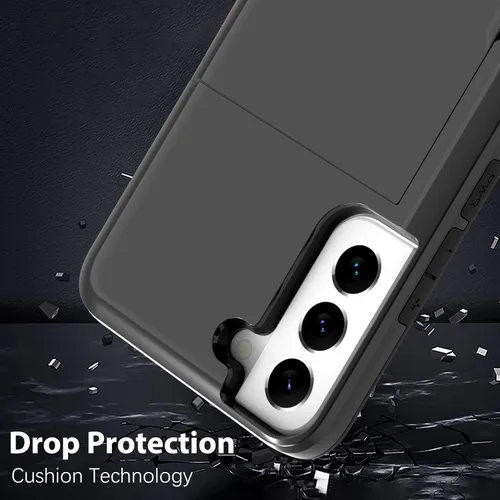 Miniatura 3 de Funda tipo cartera para Samsung Galaxy S22 con ranura para 2 tarjetas de crédito Funda a prueba de golpes Hybrid Heavy Duty Protection Armor Funda
