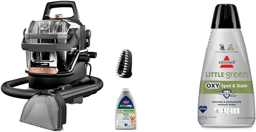 Paquete de BISSELL Little Green HydroSteam Limpiador portátil multiusos de alfombras y tapicería, detallador de automóviles y automóviles, 3618 +