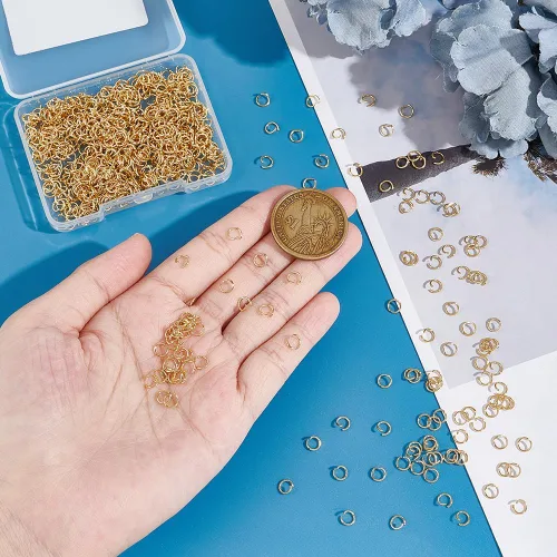 Miniatura 4 de UNICRAFTALE 800 piezas de anillos de salto abiertos de acero inoxidable de 0.197 in, anillos redondos dorados, conectores de metal para manualidades