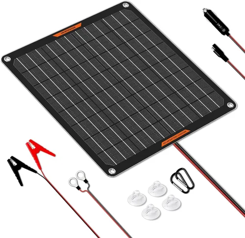 Miniatura 9 de Panel Solar 30W 12V Cargador de Batería Solar para Coche Portátil Impermeable Cargador de Batería de Goteo Mantenedor de Energía Solar con Clip