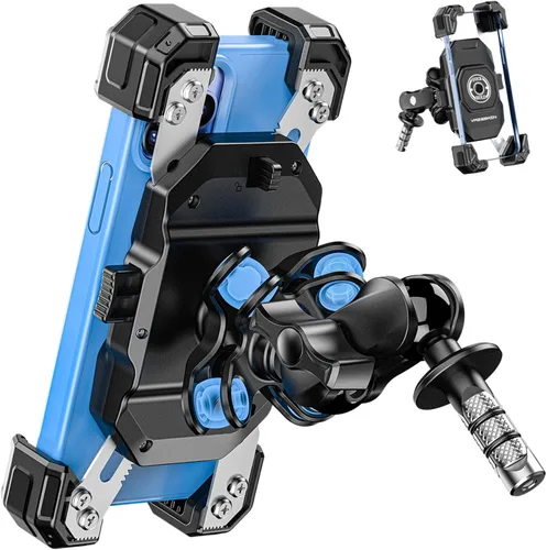 VAZESWIN Soporte para teléfono de horquilla de motocicleta con vástago y amortiguador de vibración, soporte para teléfono celular de motocicleta con