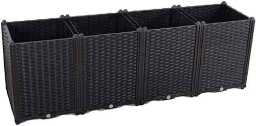 Miniatura 45 de BAOYOUNI - Juego de jardinera cuadrado para jardín elevado, maceta de plástico, caja de cultivo para verduras, hierbas, flores y plantas suculentas