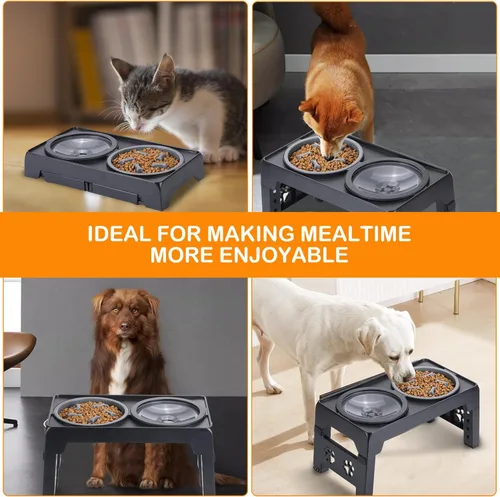 Miniatura 7 de LALOBLUE Cuencos elevados para perros, cuenco elevado para perros con 2 cuencos de comida de acero inoxidable para perros, soporte ajustable a 5