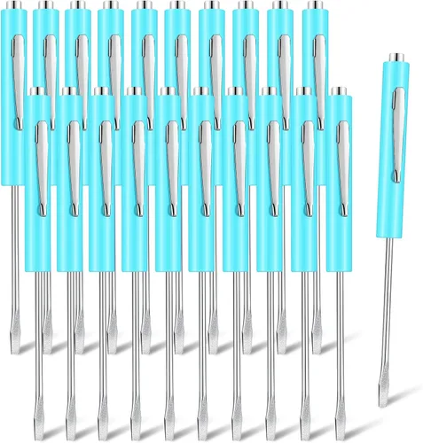 Miniatura 14 de Shimeyao Juego de 20 destornilladores de cabeza plana de bolsillo, pequeños destornilladores magnéticos de bolsillo, mini clips a granel, Verde
