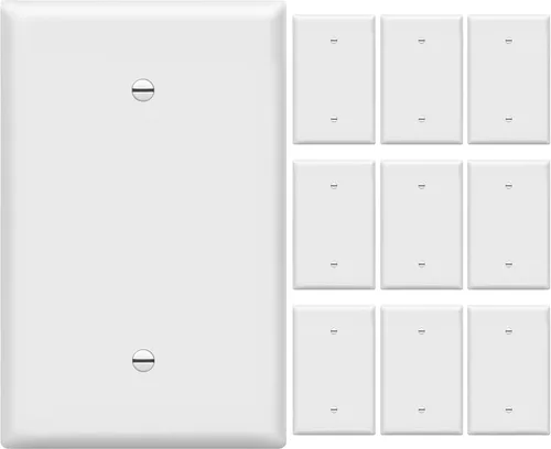 Miniatura 35 de ENERLITES - Placas para pared de dispositivo en blanco, acabado brillante, cubiertas de salida en blanco de tamaño mediano, 1 banda, 4.88 x 3.11