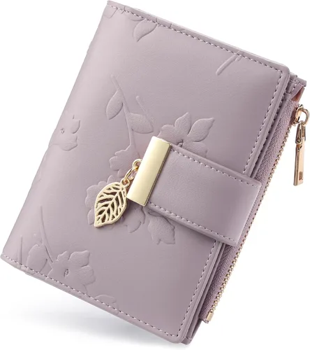 Miniatura 18 de yiijay Billetera pequeña para mujer, con bloqueo RFID, de piel, plegable, tarjetero para tarjetas de crédito para mujeres, cartera compacta