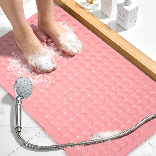 Miniatura 19 de Tapete de ducha negro antideslizante de 17 x 30 pulgadas, tamaño estándar, tapete de baño de burbujas suaves para ducha interior, tapete de baño