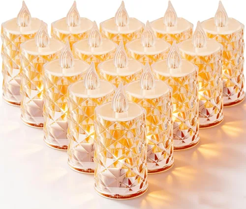 Paquete de 12 velas de té que funcionan con pilas, parpadeo realista y más de 200 horas de tiempo de funcionamiento, para centros de mesa, bodas,