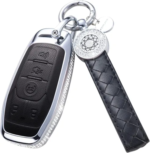 Miniatura 13 de Funda para llavero compatible con Volvo, cuero negro con cristal de protección de 360 grados para XC90, XC60, XC40, S60, S90, V60, V90, Polestar 1