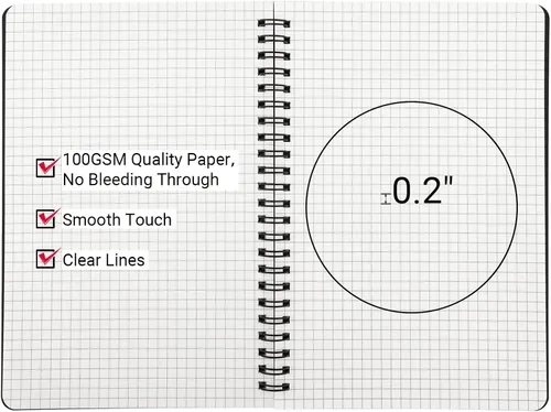 Miniatura 3 de EUSOAR Cuaderno de espiral de papel cuadriculado, A5, paquete de 3 unidades de 5.5 x 8.3 pulgadas, 120 páginas de tapa dura, cuaderno de bocetos