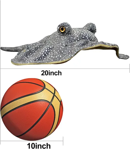 Miniatura 9 de Juguete de peluche de pez raya de simulación – 20 pulgadas, manta raya, leopardo, mantarraya, leopardo, mantarraya, juguete de mar profundo, lindo