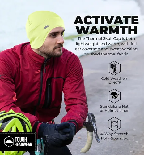 Miniatura 16 de Tough Headwear Gorras térmicas para casco para hombre, para invierno, gorra de casco y gorras de ciclismo para correr, esquiar, deportes de invierno