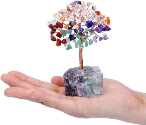 Miniatura 3 de MANIFO Juego de 7 chakras de cristal curativo: cristales, piedras preciosas, figuras naturales de árbol de la vida del Feng Shui