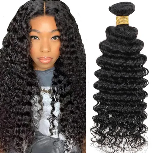 Miniatura 8 de Extensiones de cabello humano ondulado profundo, un paquete de 18 pulgadas, cabello brasileño virgen, paquetes de cabello ondulado profundo
