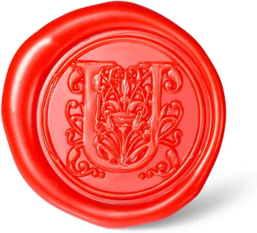 Miniatura 63 de Sello de cera Mceal, sello grande de 1 1/5"(30mm) de diámetro, cabeza de latón plateado con mango de madera, serie de letras de la A a la Z